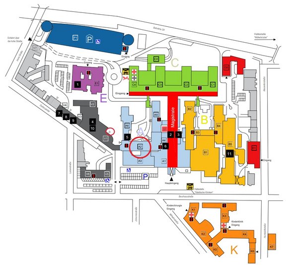 Lageplan Zentrum für Pränatalmedizin MVZ Klinikum Dortmund